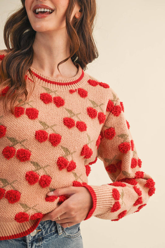 Jana Fuzzy Cherry Sweater
