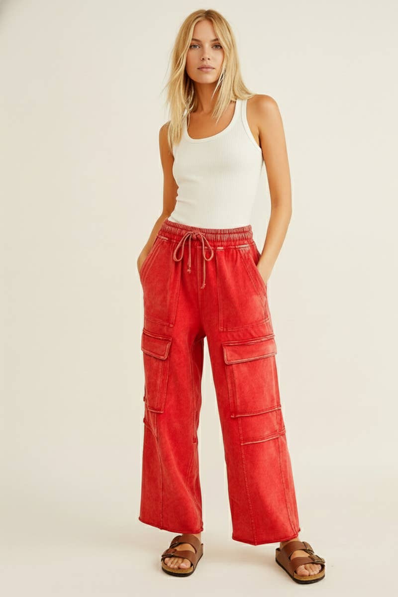 Lori Mineral Washed Terry Cargo Pants
