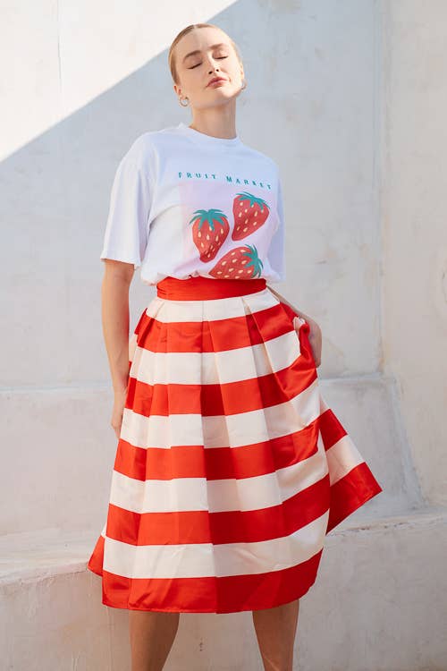 Jayne Striped Midi Skirt