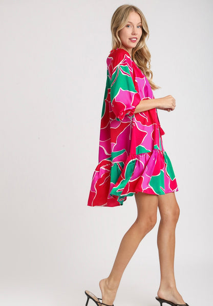 Color Snap Printed Dress