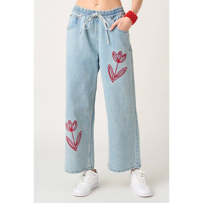 Ainsley Tulip Embroidery Jeans