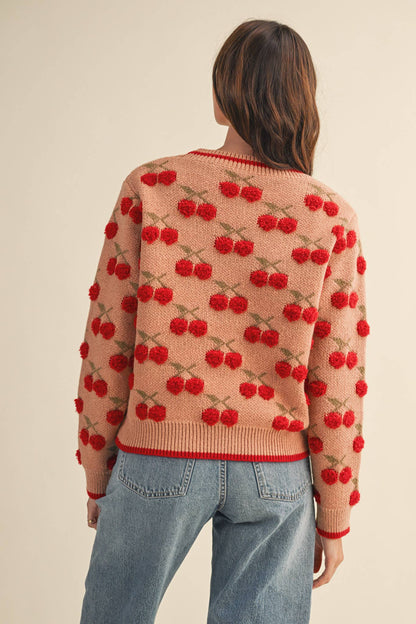 Jana Fuzzy Cherry Sweater
