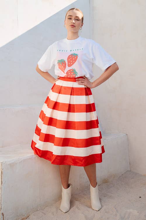 Jayne Striped Midi Skirt