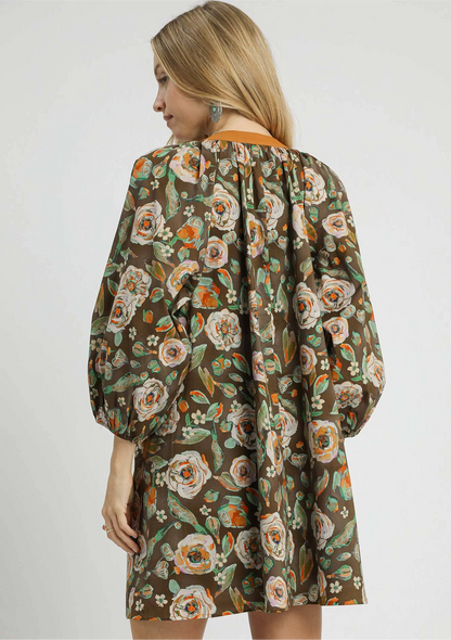 Chelsea Vintage Camellia Print Mini Dress