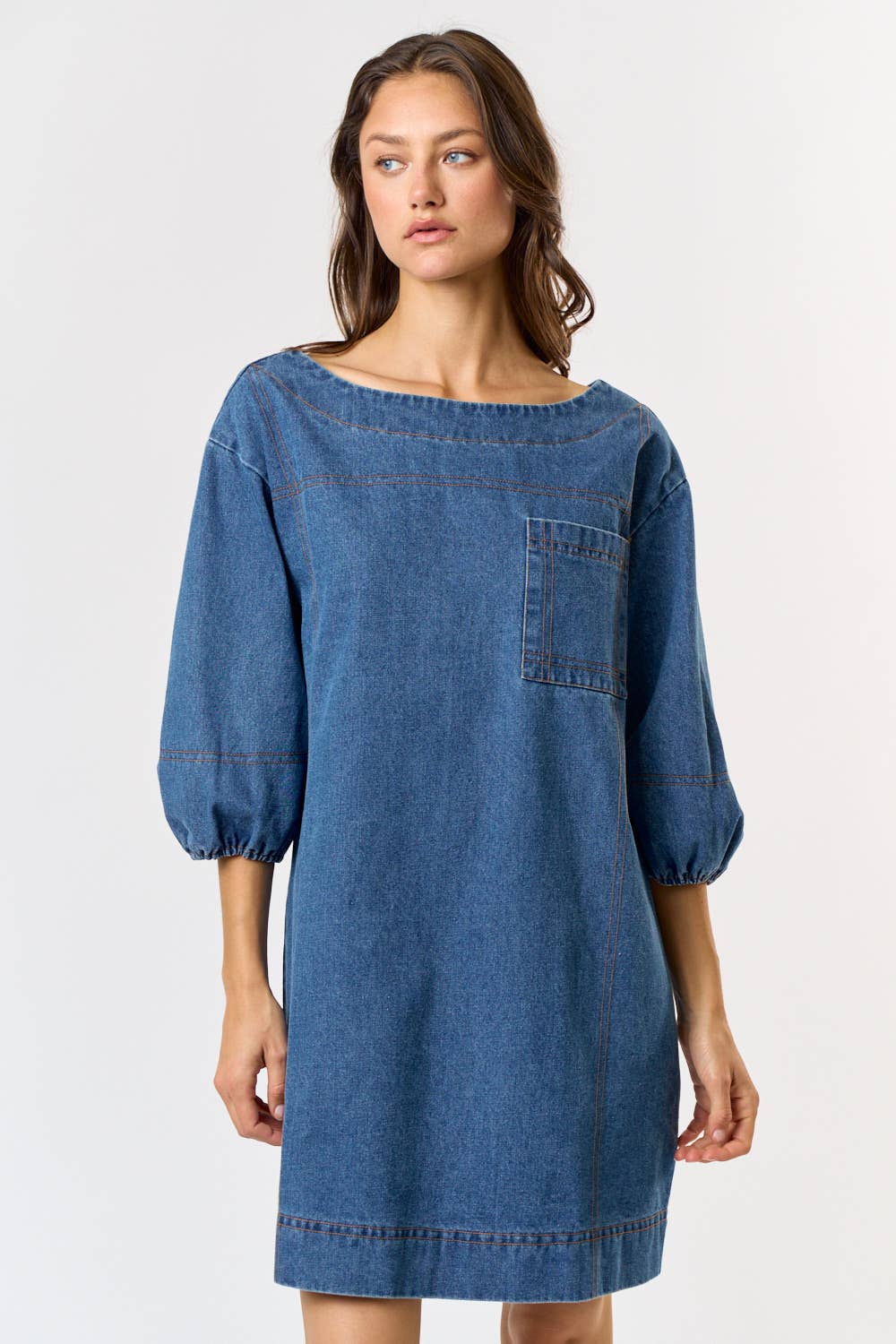 Lakeside Denim Boat Neck Dress