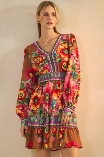 Penny Floral Border Printed Mini Dress