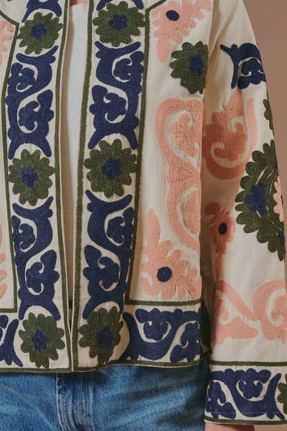 Suzani Embroidered Cotton Floral Jacket