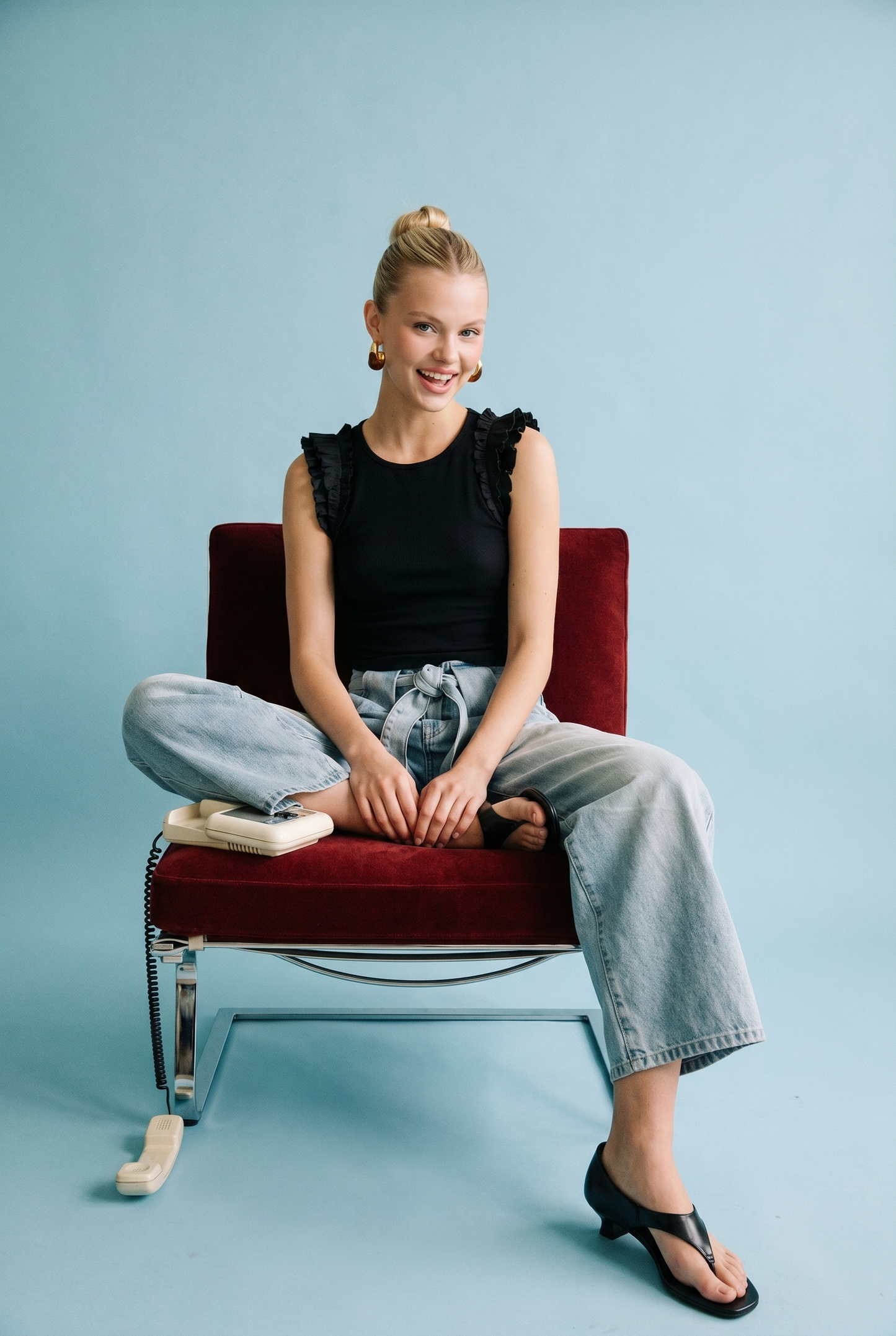 Carli Ruffle Trim Sleeveless Knit Top