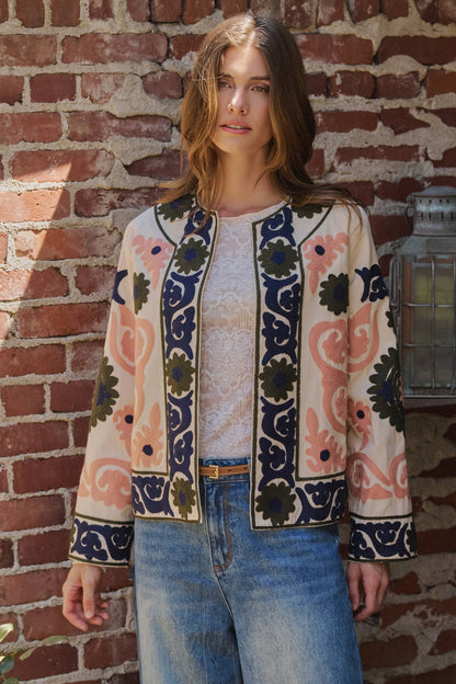 Suzani Embroidered Cotton Floral Jacket