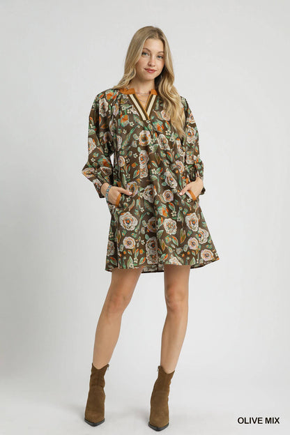 Chelsea Vintage Camellia Print Mini Dress