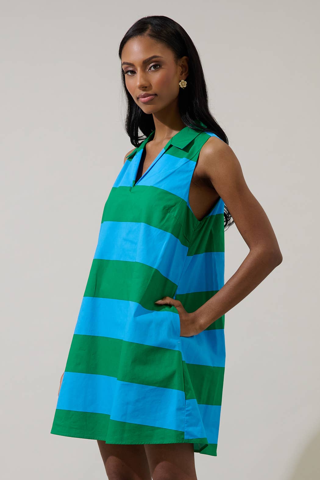 Valady Striped Collared Shift Dress
