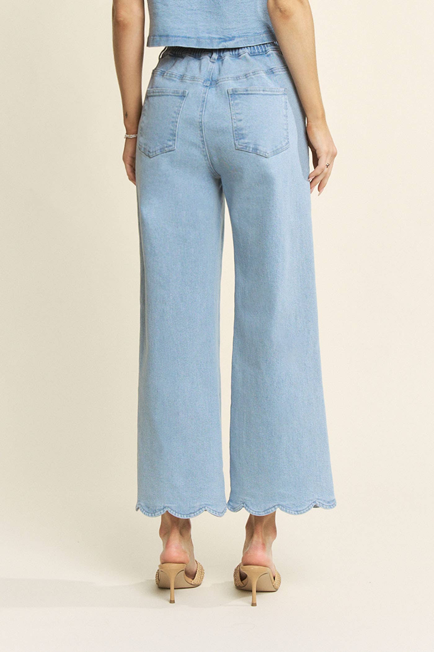 Jeri Denim Scalloped Pants