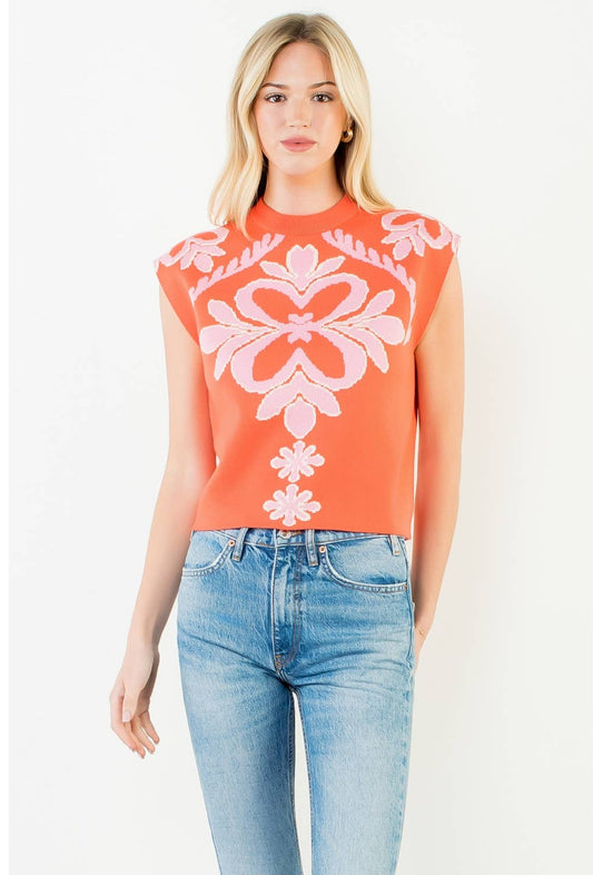 Jacey Sleeveless Patterned Knit Top: THML