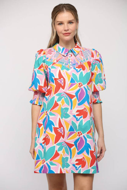 Torrance Abstract Floral Dress