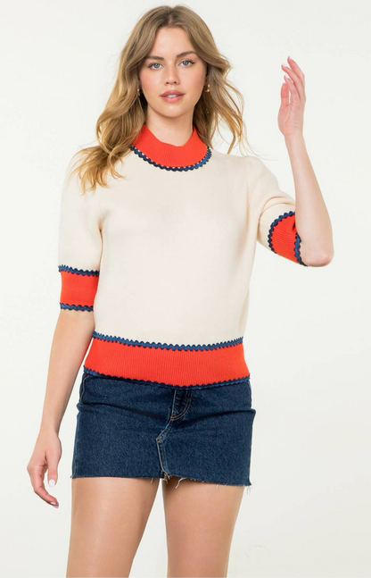 Ginger Short Sleeve Colorblock Knit Top: THML