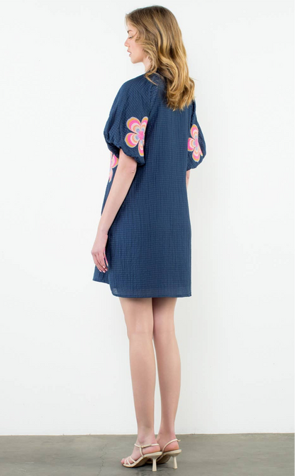 Sasha Flower Embroidered Dress: THML
