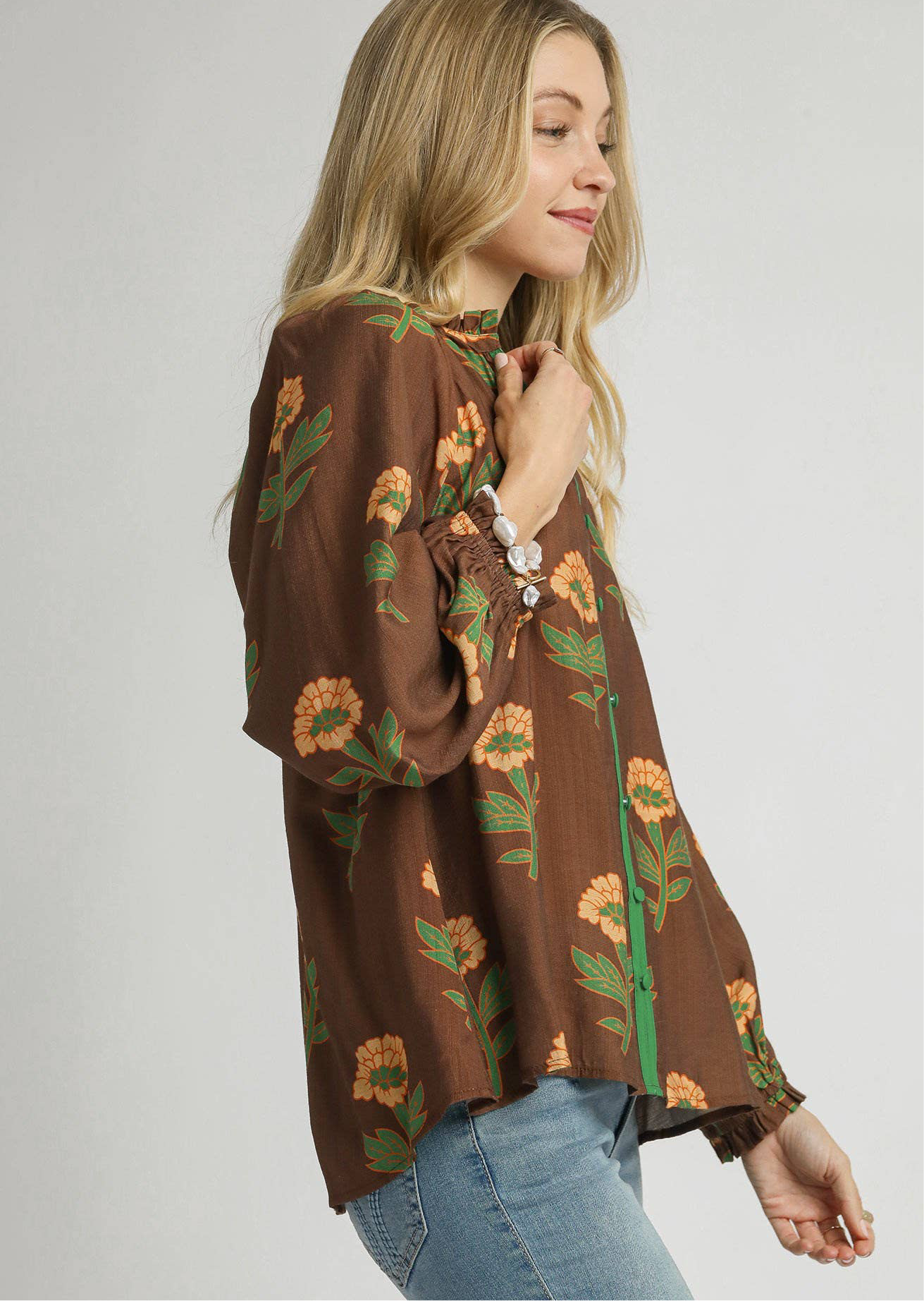 Landry Floral Print Button Front Blouse