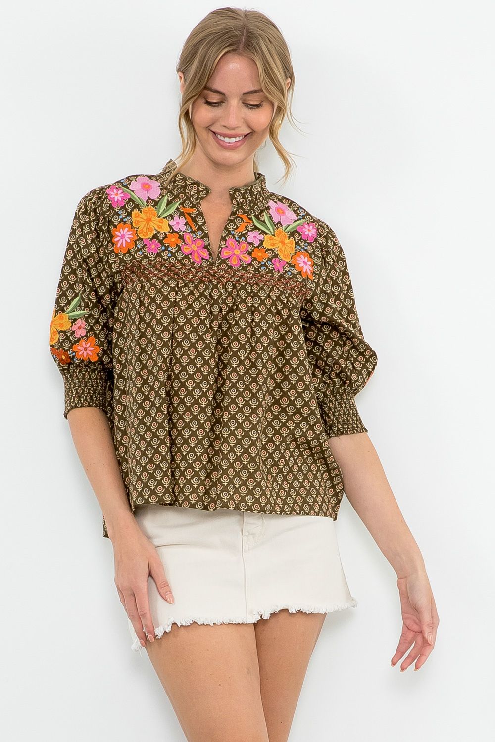 Pretty Please Embroidered Top-THML