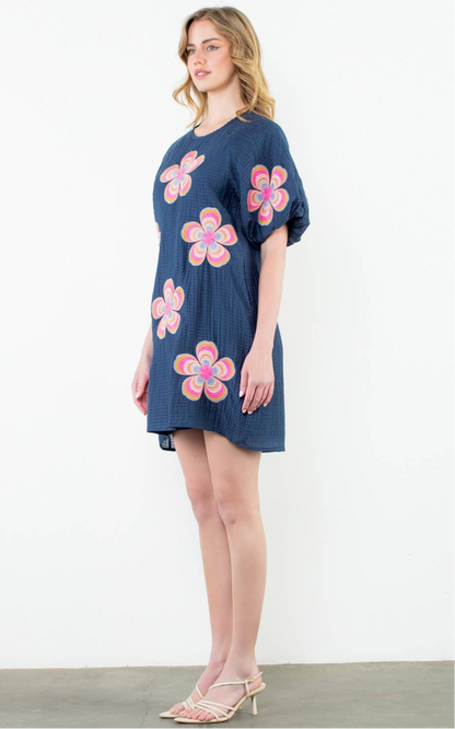 Sasha Flower Embroidered Dress: THML