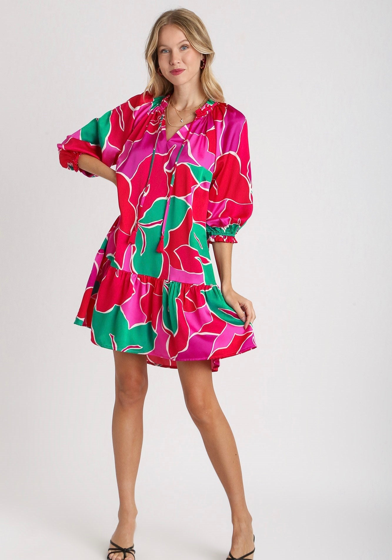 Color Snap Printed Dress