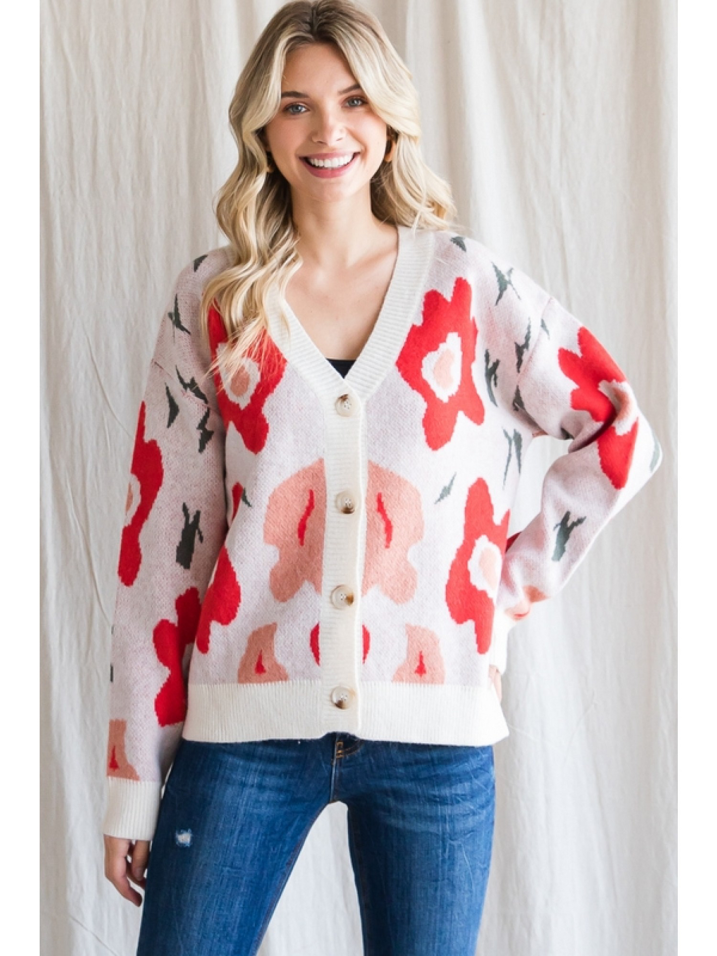 Winter Joy Floral Cardigan