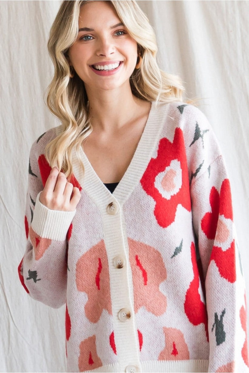 Winter Joy Floral Cardigan