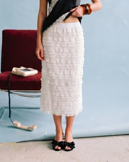 LeeAnn Layered Ruffle Midi Skirt