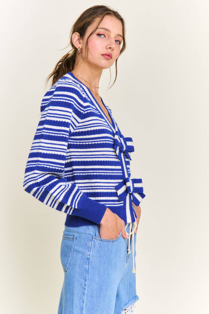 In the Beginning Blue Stripe Knit Cardigan