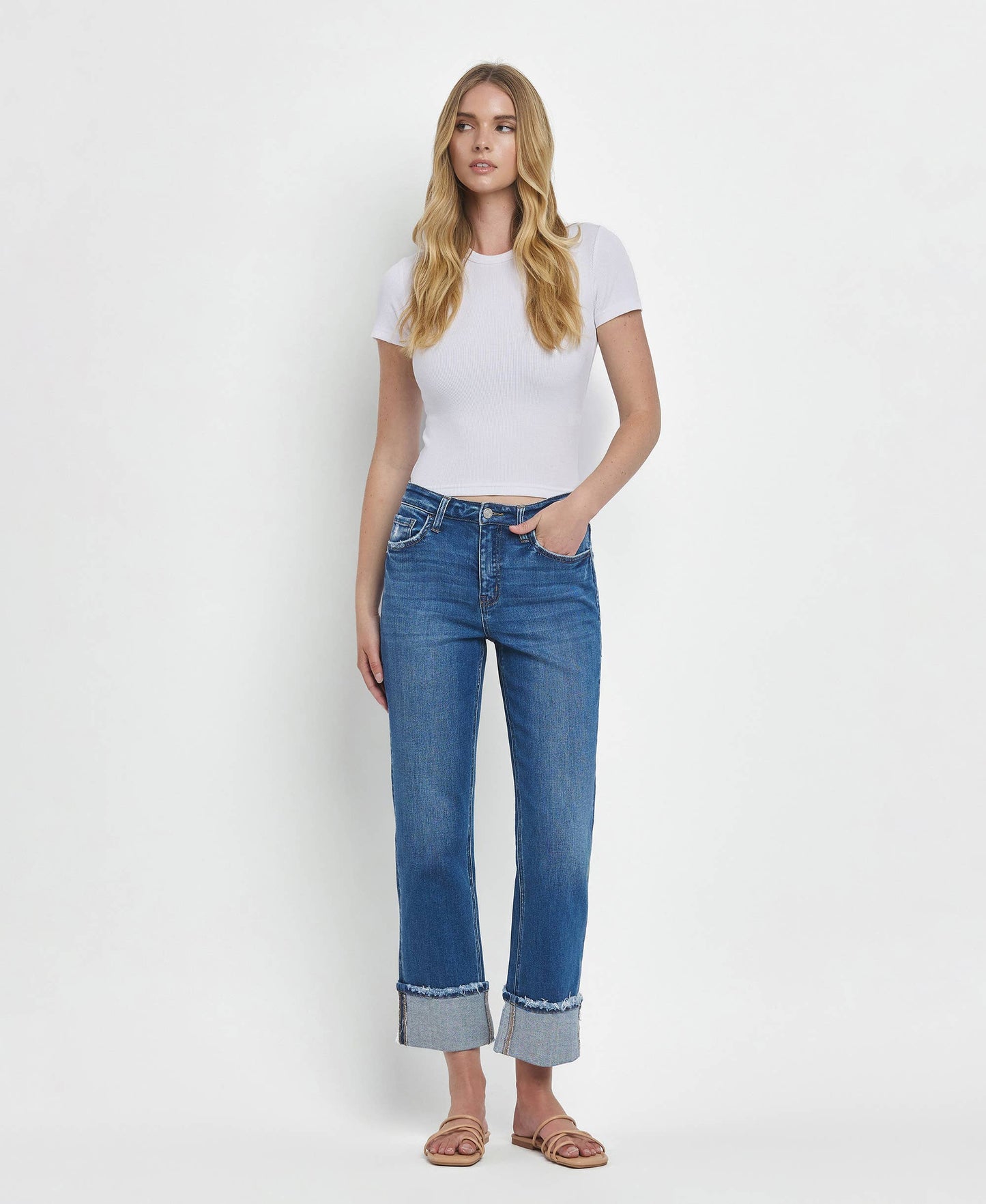 Vervet Daphne High Rise Cuffed Jeans