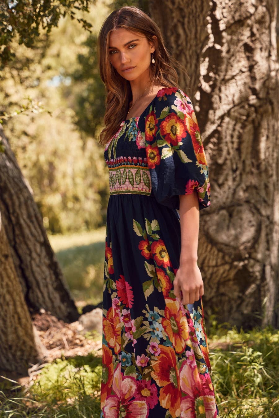 Jessi Floral Border Printed Maxi Dress