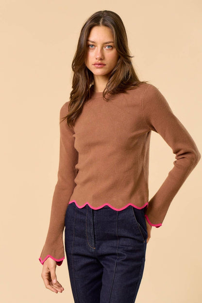 Play Date Scallop Edge Sleeve Sweater Top