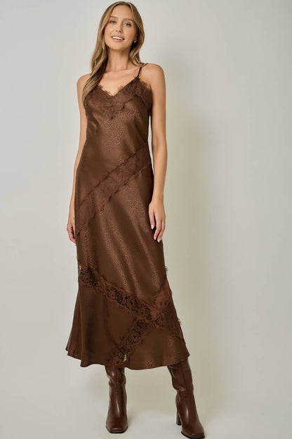 Harper Satin Leopard Textured Slip Dress