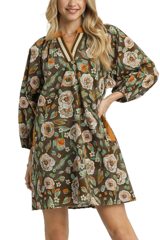 Chelsea Vintage Camellia Print Mini Dress
