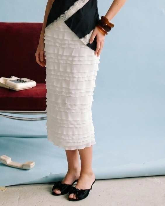 LeeAnn Layered Ruffle Midi Skirt