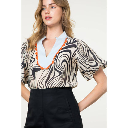 Izzy Puff Sleeve Print Top: THML