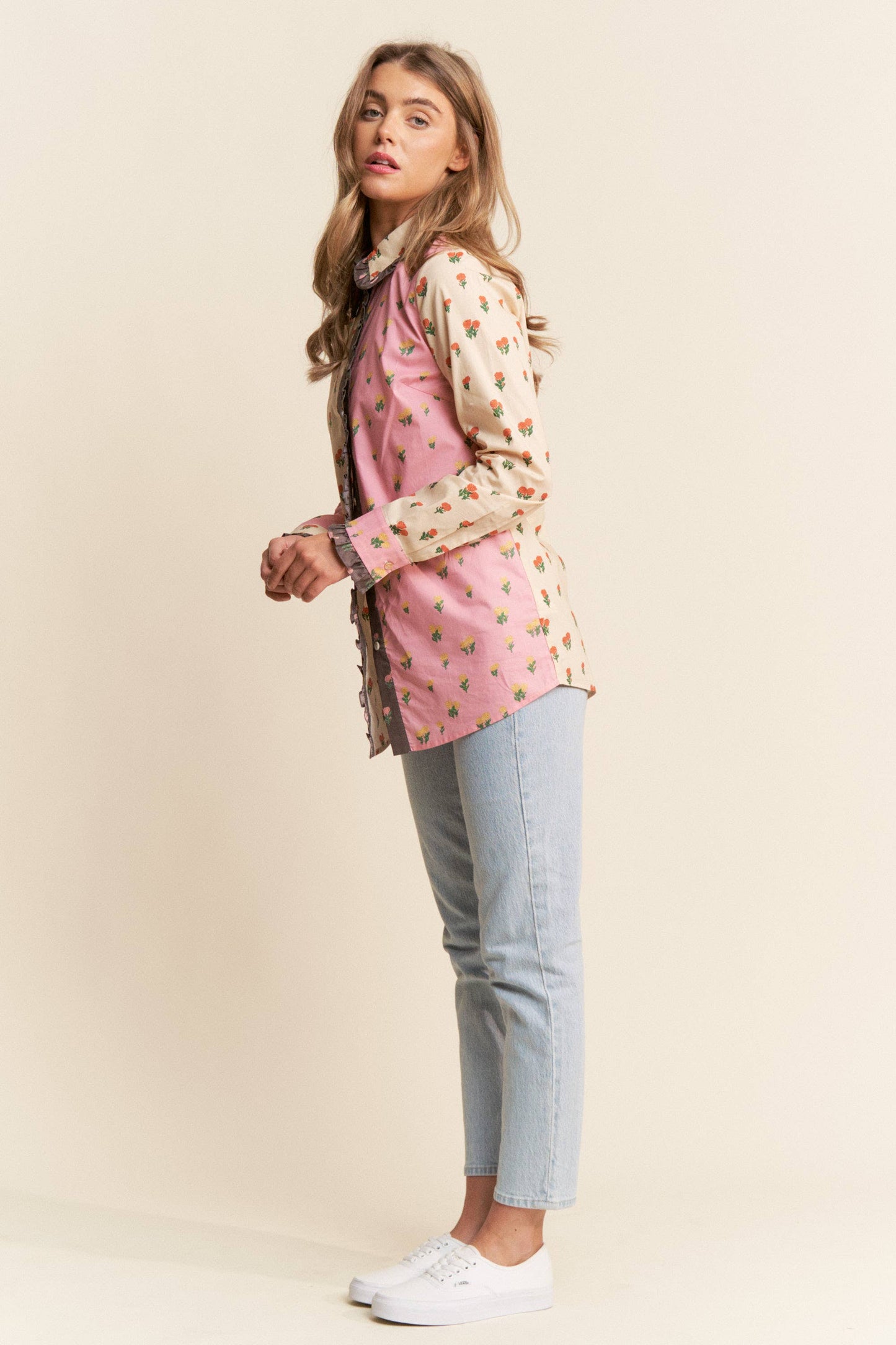 Annie Printed Button-Up Top