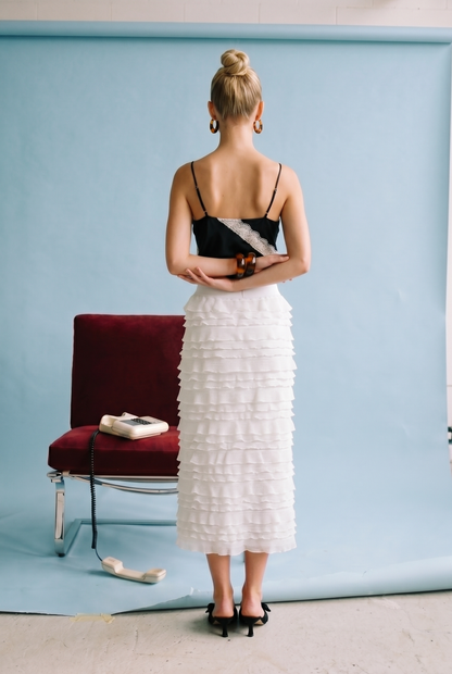 LeeAnn Layered Ruffle Midi Skirt