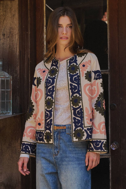 Suzani Embroidered Cotton Floral Jacket