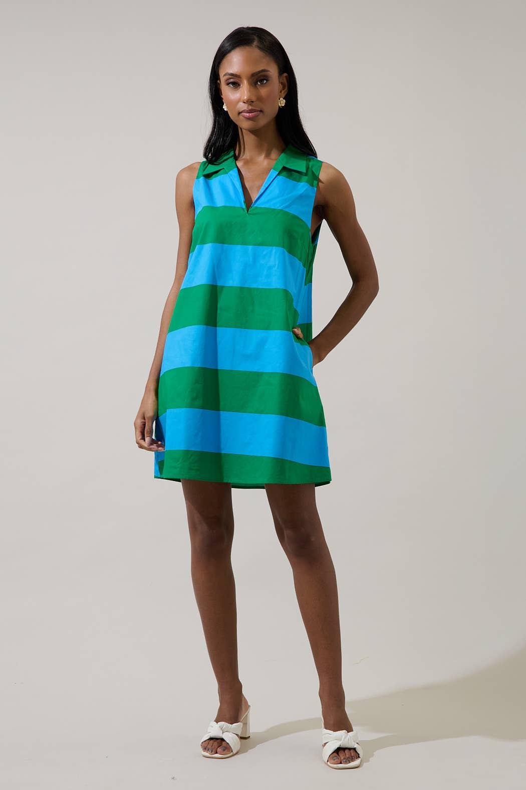 Valady Striped Collared Shift Dress