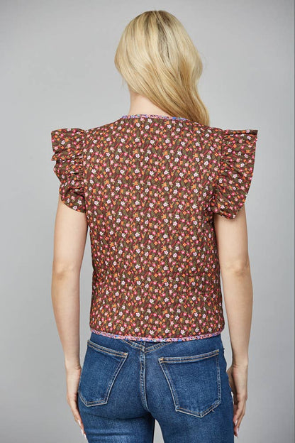 Morgan Floral Print Toggle Vest