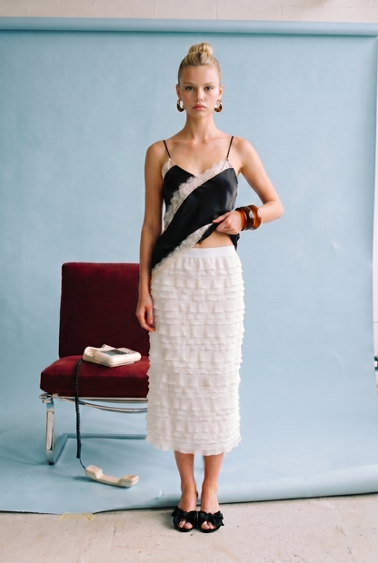 LeeAnn Layered Ruffle Midi Skirt