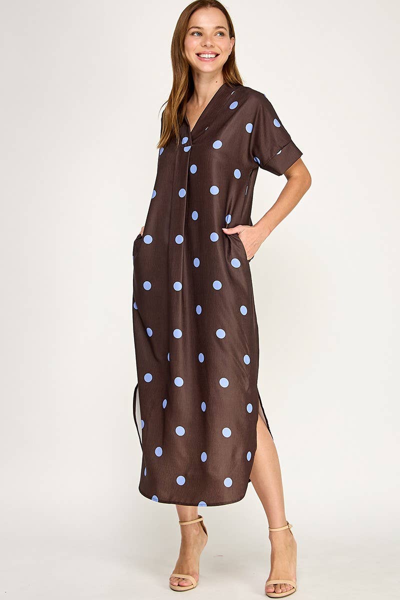 Penny Polka Dot Chocolate Maxi Dress