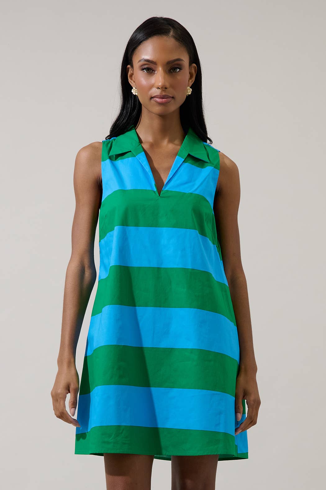 Valady Striped Collared Shift Dress