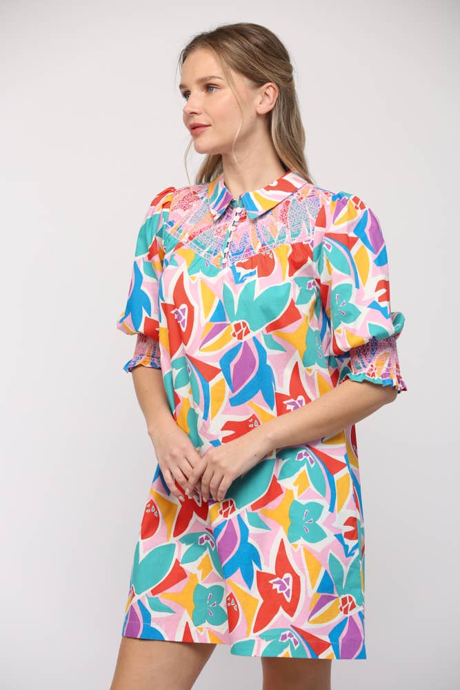 Torrance Abstract Floral Dress