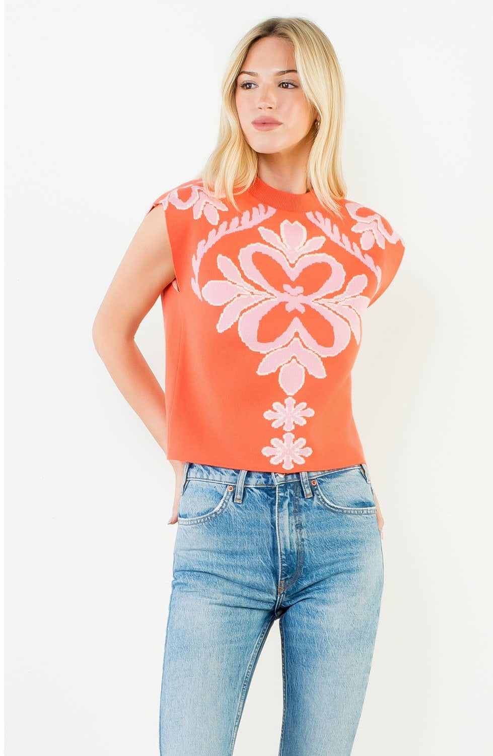 Jacey Sleeveless Patterned Knit Top: THML