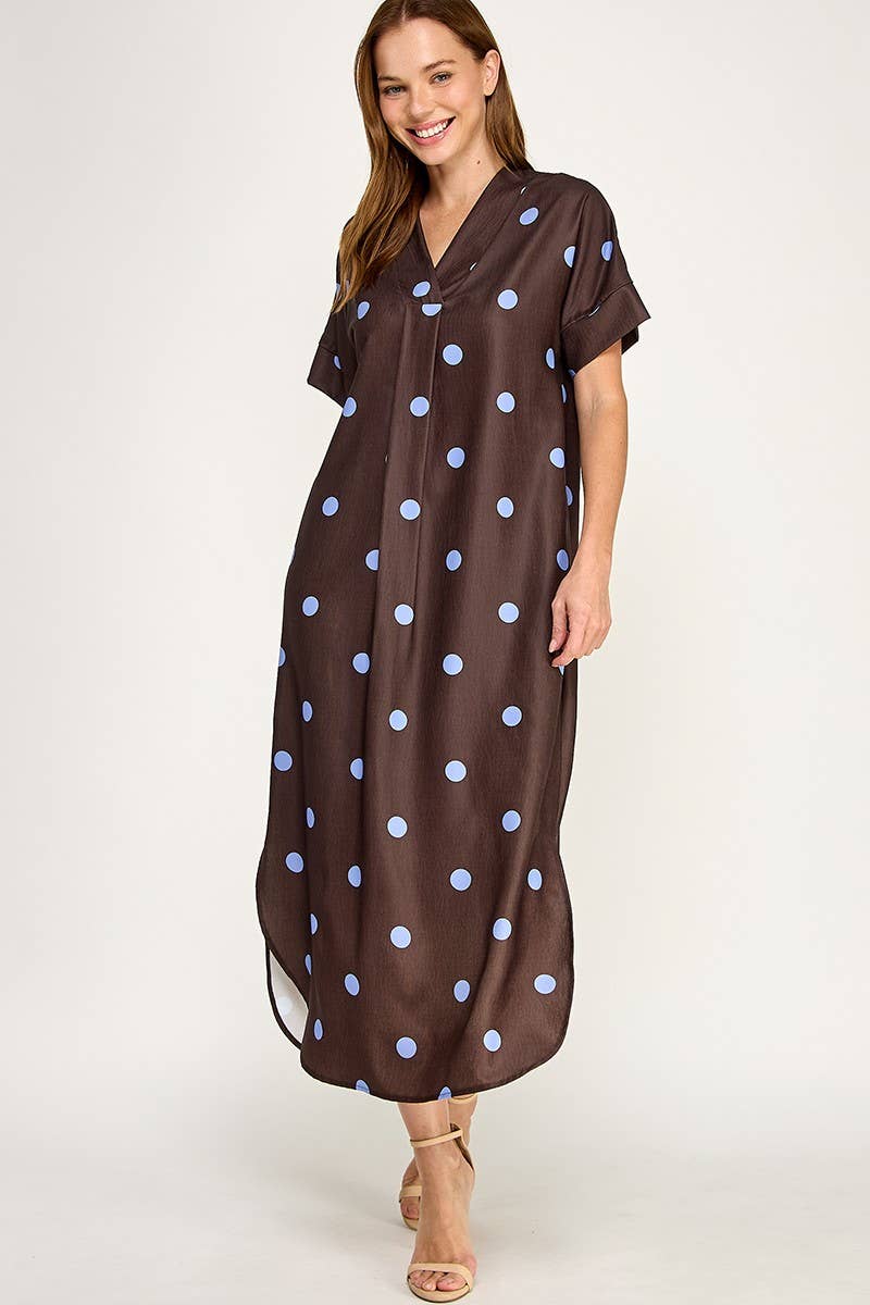 Penny Polka Dot Chocolate Maxi Dress