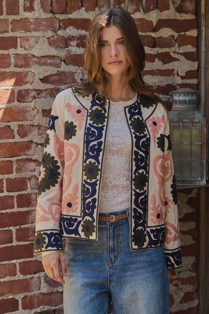 Suzani Embroidered Cotton Floral Jacket