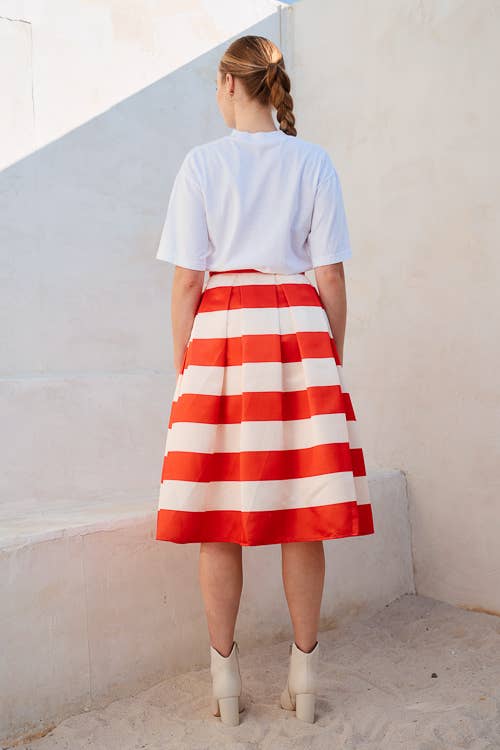 Jayne Striped Midi Skirt