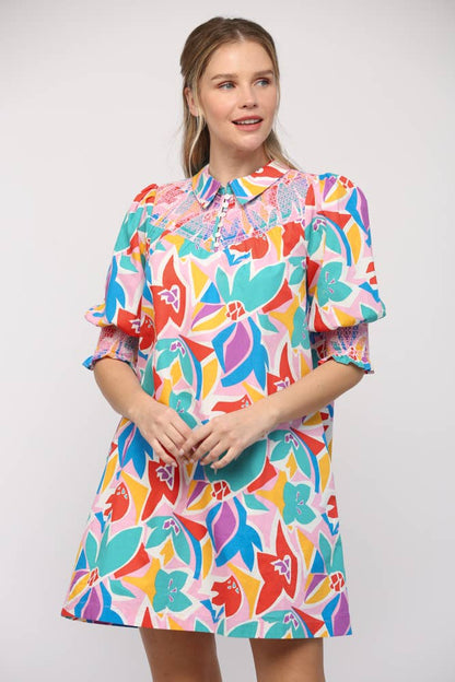 Torrance Abstract Floral Dress