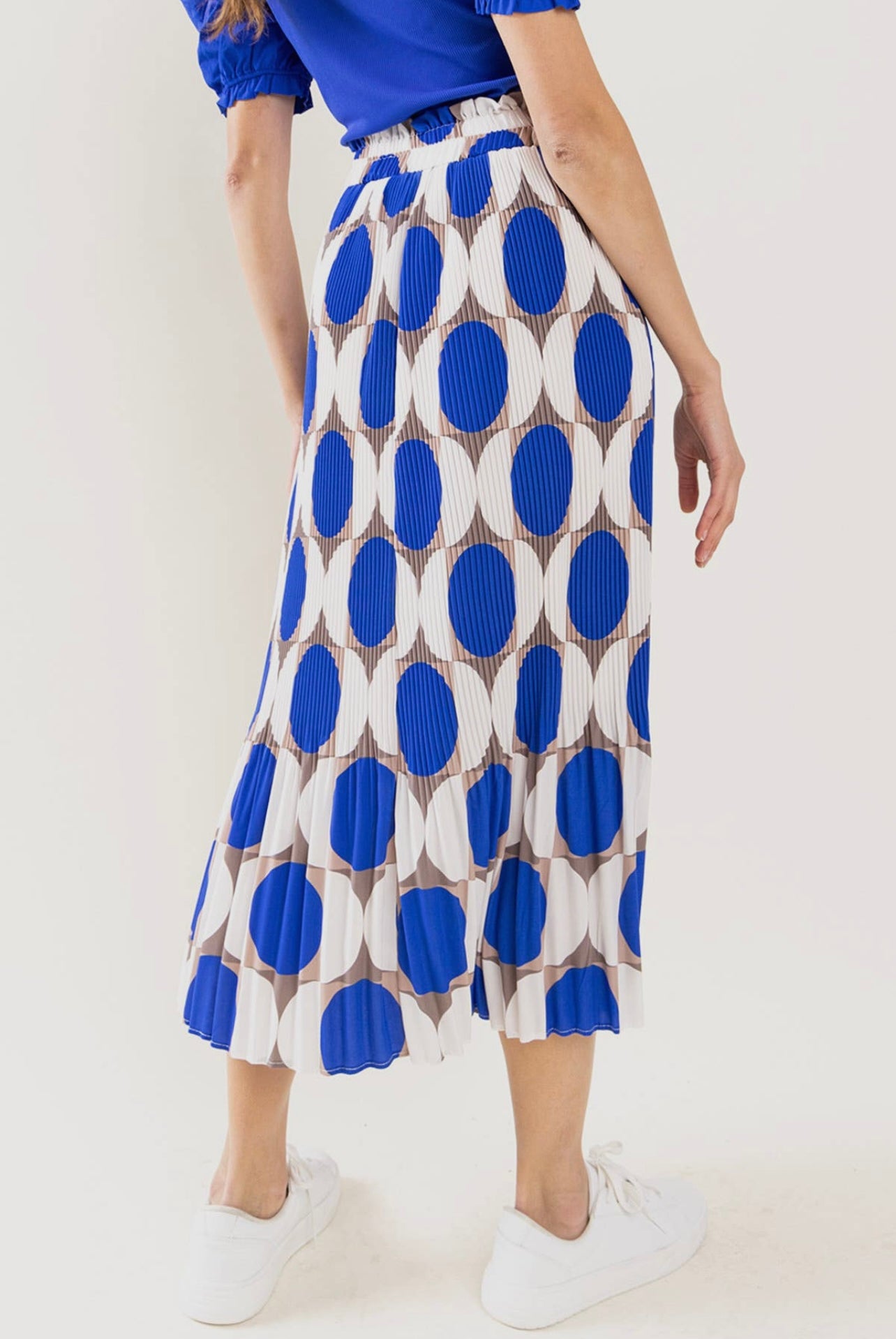 Geometric Print Pleated Long Skirt